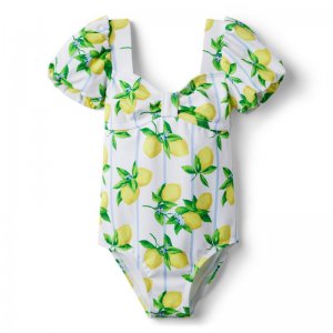 Lemon Stripe Puff Sleeve Swimsuit - Janie And Jack