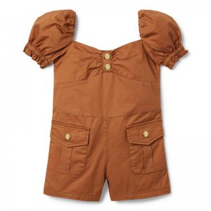 Puff Sleeve Patch Pocket Romper - Janie And Jack