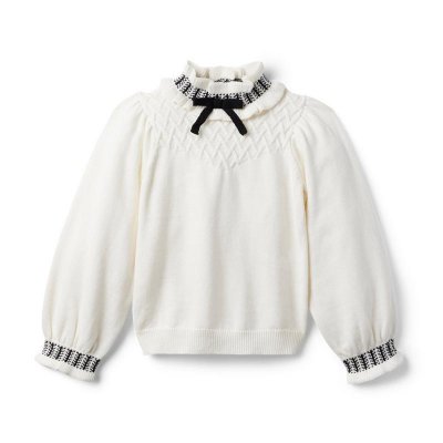 Bow Collar Fair Isle Trim Sweater - Janie And Jack