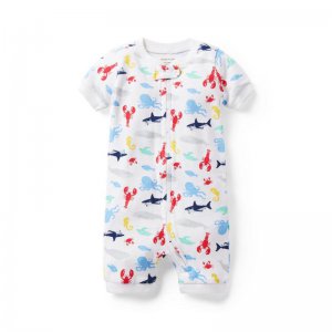 Baby Good Night Short Zip Pajama in Ocean Friends - Janie And Jack