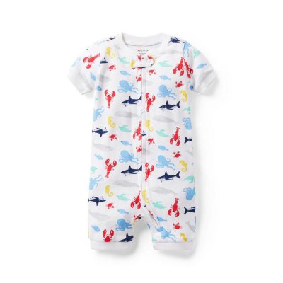 Baby Good Night Short Zip Pajama in Ocean Friends - Janie And Jack