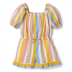 Striped Puff Sleeve Romper - Janie And Jack