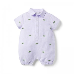 Baby Embroidered Turtle Linen-Cotton Romper - Janie And Jack