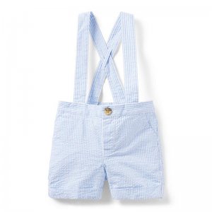 Baby Striped Seersucker Suspender Short - Janie And Jack